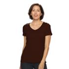 Women's Croft & Barrow&reg; Essential V-neck Tee, Size: Xl, Dark Brown