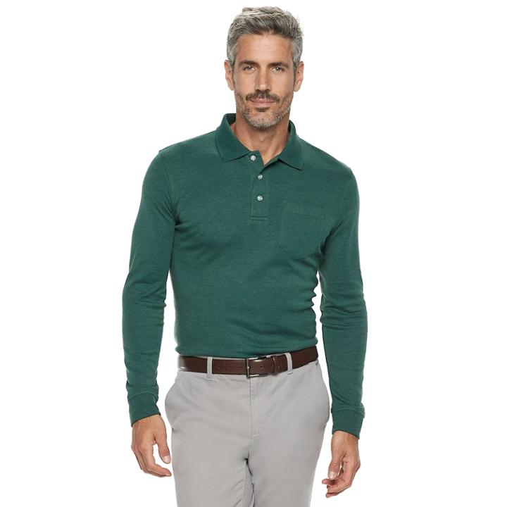 Men's Croft & Barrow&reg; Classic-fit Easy-care Interlock Polo, Size: Medium, Dark Green