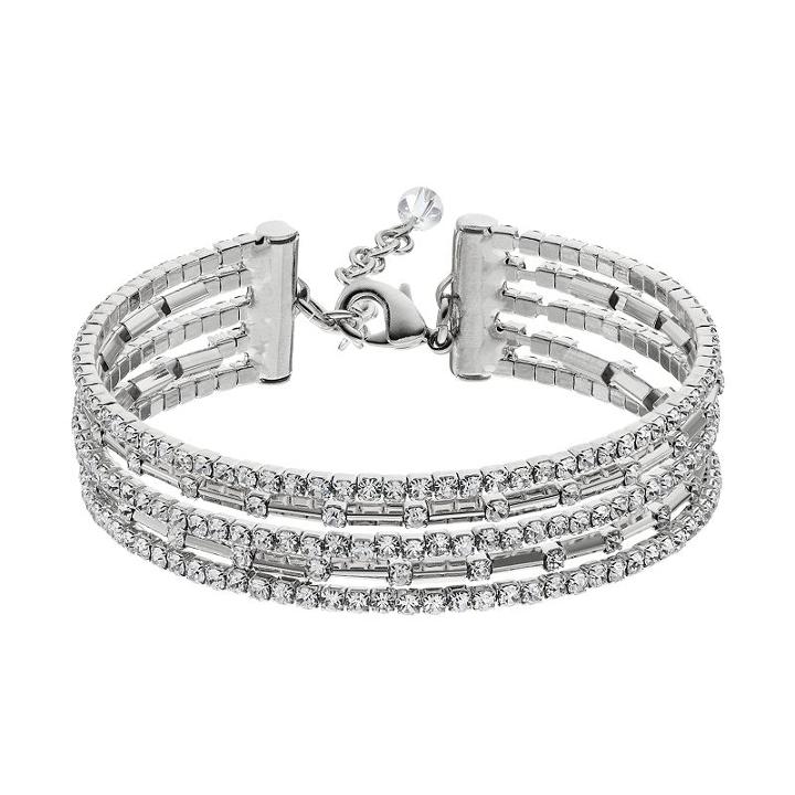Napier Flexible Multi Row Simulated Crystal Bracelet, Women's, Silver