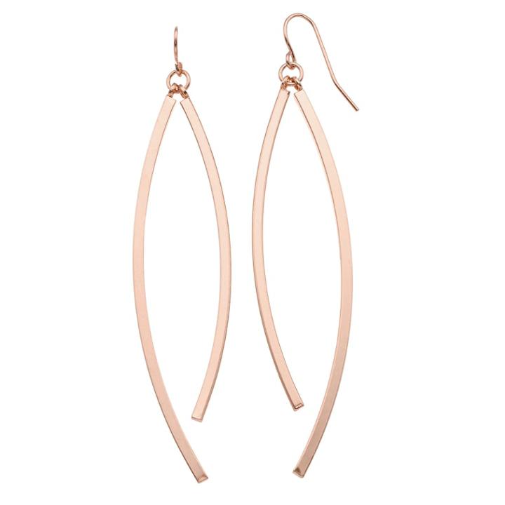 Dual Curved Stick Drop Earrings, Women's, Light Pink