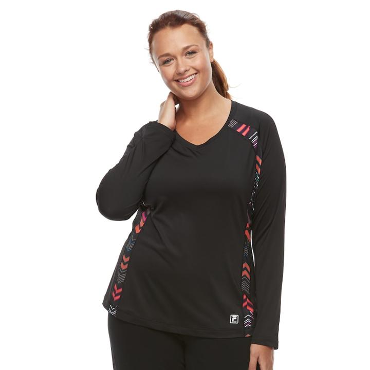 Plus Size Fila Sport® Long Sleeve Basic Movement Tee, Women's, Size: 2xl, Black