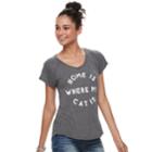 Juniors' Home Is Where My Cat Is Tee, Teens, Size: Medium, Grey (charcoal)