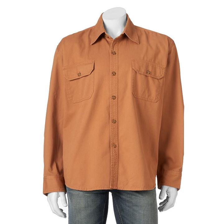 Men's Bear River Classic-fit Washed Twill Button-down Shirt, Size: Large, Red/coppr (rust/coppr)