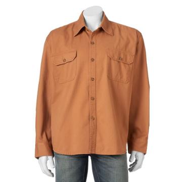 Men's Bear River Classic-fit Washed Twill Button-down Shirt, Size: Large, Red/coppr (rust/coppr)