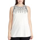 Plus Size Chaps Embroidered Tank, Women's, Size: 2xl, White