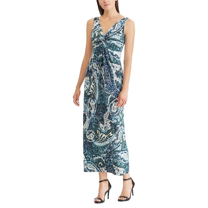 Petite Chaps Paisley Twist-front Maxi Dress, Women's, Size: Xl Petite, Natural