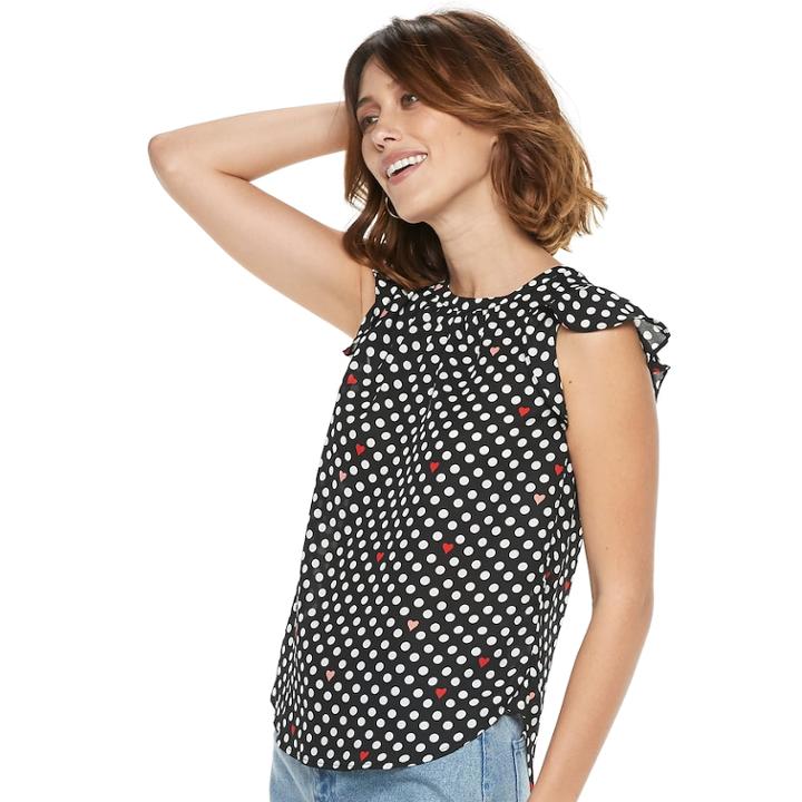 Women's Popsugar Print Ruffle-sleeve Top, Size: Large, Oxford