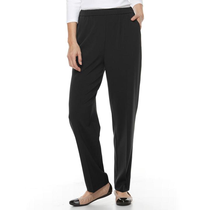 Women's Croft & Barrow&reg; Straight-fit Ruched Polished Pull-on Pants, Size: 14, Black