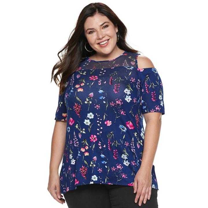 Plus Size French Laundry Cold-shoulder Top, Women's, Size: 3xl, Blue