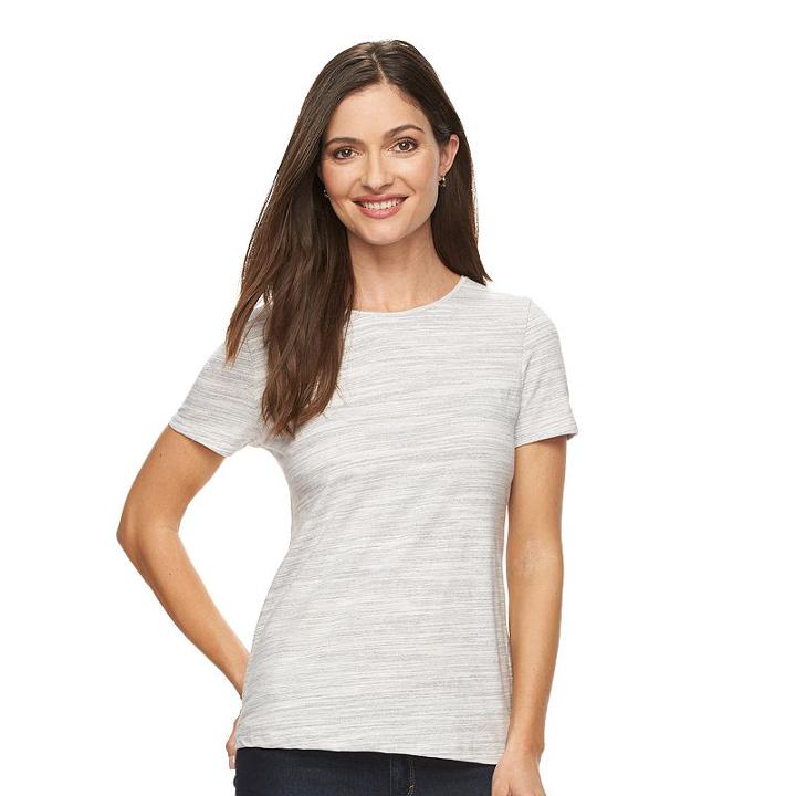 Petite Croft & Barrow&reg; Essential Crewneck Tee, Women's, Size: L Petite, Med Grey