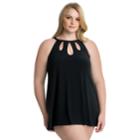 Plus Size Croft & Barrow&reg; Thigh Minimizing Cutout Swimdress, Women's, Size: 26 W, Black
