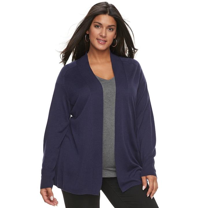 Plus Size Apt. 9&reg; Essential Ribbed Cardigan, Women's, Size: 2xl, Drk Purple