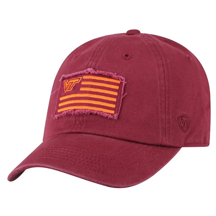 Adult Top Of The World Virginia Tech Hokies Flag Adjustable Cap, Men's, Dark Red