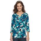 Women's Croft & Barrow&reg; Print Crepe Henley, Size: Xxl, Blue