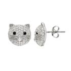 Sophie Miller Cubic Zirconia Sterling Silver Cat Stud Earrings, Women's, Black