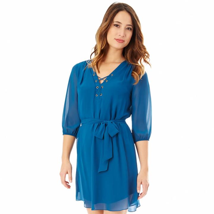Juniors' Iz Byer Lace-up Shirtdress, Teens, Size: Medium, Dark Green