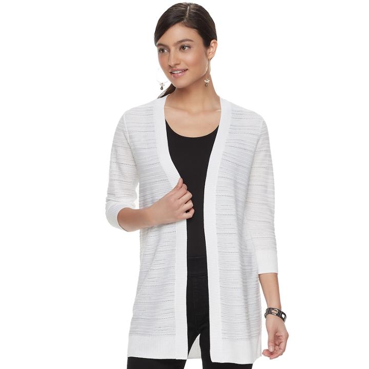 Women's Apt. 9&reg; Pointelle Cardigan, Size: Xxl, White