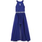 Girls 7-16 & Plus Size Speechless Keyhole Glitter Lace Bodice Walk-through Dress, Size: 7, Brt Blue