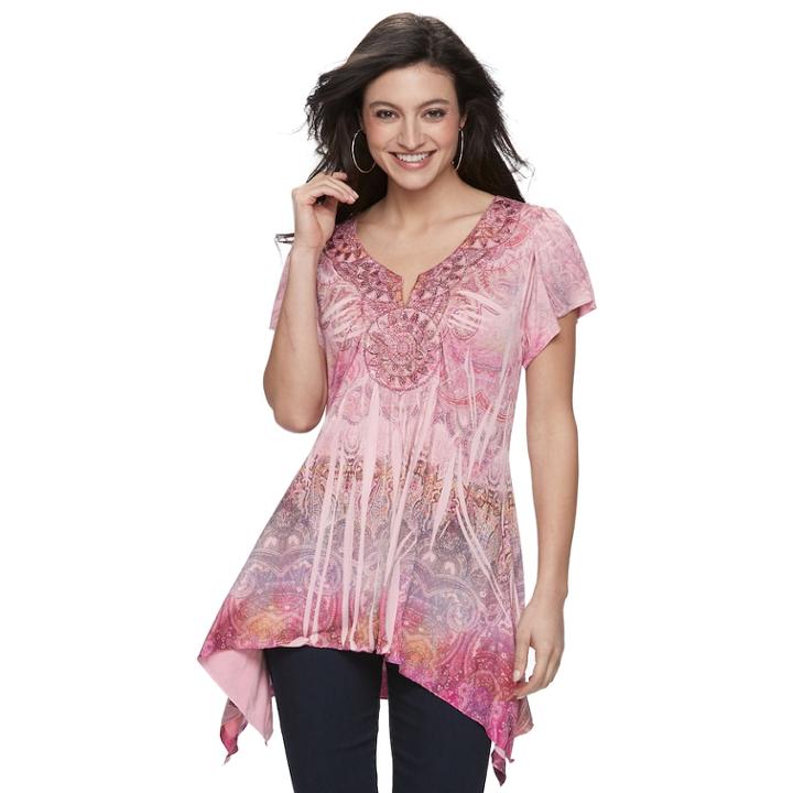 Women's World Unity Crochet Medallion Top, Size: Small, Pink