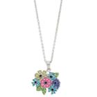Silver Plated Crystal Wildflower Bouquet Pendant Necklace, Women's, Size: 18, Pink