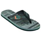 Men's Miami Hurricanes Striped Flip Flop Sandals, Size: Large, Black