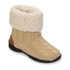 Dearfoams Women's Cable-knit Memory Foam Bootie Slippers, Size: Large, Beige Oth