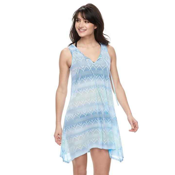 Women's Apt. 9&reg; Chevron Shark-bite Cover-up, Size: Small, Blue