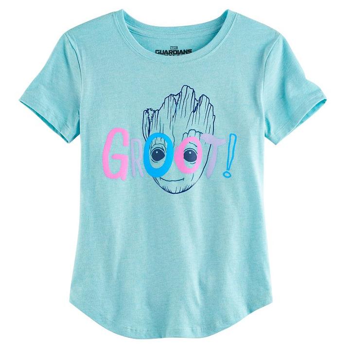 Girls 7-16 Guardians Of The Galaxy Vol. 2 Groot Face Graphic Tee, Size: Large, Light Blue