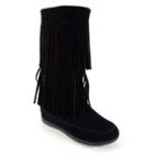 Corkys Mohawk Women's Fringed Boots, Size: 6, Black