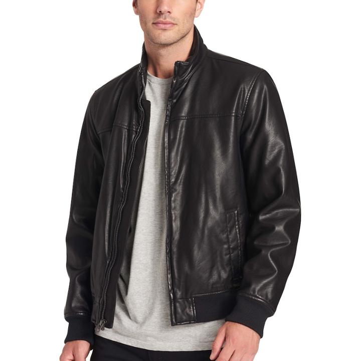Men's Dockers Carson Faux-leather Bomber Jacket, Size: Large, Black
