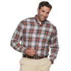 Big & Tall Izod Classic-fit Plaid Flannel Button-down Shirt, Men's, Size: 3xl Tall, White