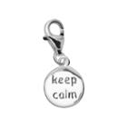 Personal Charm Sterling Silver Keep Calm Disc Charm, Women's, Grey