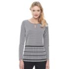 Women's Dana Buchman Printed Keyhole Top, Size: Large, Grey