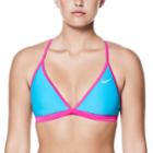 Women's Nike Performance Colorblock Triangle Bikini Top, Size: Large, Brt Blue