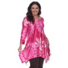 Plus Size White Mark Scroll Shark-bite Tunic, Women's, Size: 2xl, Pink Other