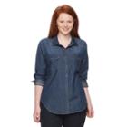 Juniors' Plus Size Mudd&reg; Shirttail Denim Shirt, Girl's, Size: 2xl, Dark Blue