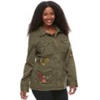 Plus Size Sonoma Goods For Life&trade; Embroidered Utility Jacket, Women's, Size: 2xl, Dark Green
