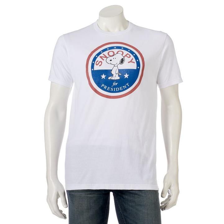 Men's Peanuts Snoopy For Present Tee, Size: Large, White