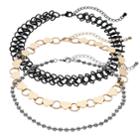 Tattoo, Ball Chain & Heart Link Choker Necklace Set, Women's, Multicolor
