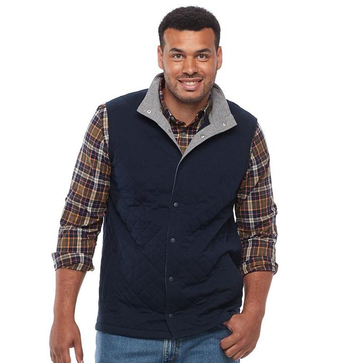 Big & Tall Croft & Barrow&reg; Outdoor Quilted Vest, Men's, Size: Xl Tall, Blue