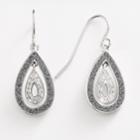 Silver-plated Crystal Teardrop Earrings, Women's, Grey