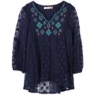 Girls 7-16 Speechless Embroidered Babydoll Lace Tunic, Size: Xl, Blue (navy)