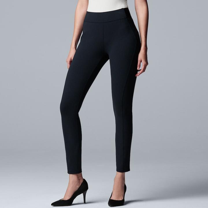Women's Simply Vera Vera Wang Everyday Luxury Scuba High-waisted Skinny Pants, Size: Xs, Blue (navy)