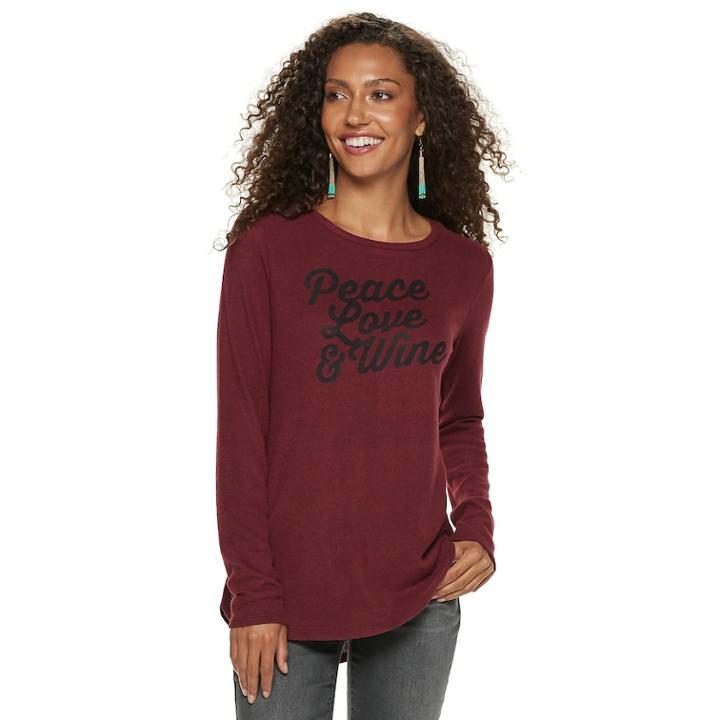 Women's Sonoma Goods For Life&trade; Supersoft Crewneck Tee, Size: Xl, Dark Red