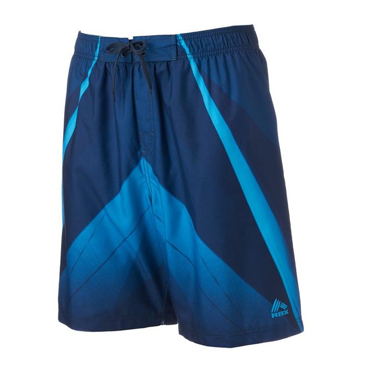 Men's Rbx Geometric Performance Swim Trunks, Size: Medium, Blue