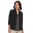 Women's Dana Buchman Cuffed Open-front Jacket, Size: Xl, Black