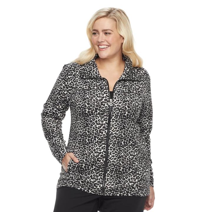 Plus Size Cathy Daniels Leopard Print Jacket, Women's, Size: 3xl, Snow Leopard Print