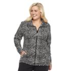 Plus Size Cathy Daniels Leopard Print Jacket, Women's, Size: 3xl, Snow Leopard Print