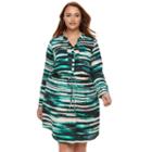 Plus Size Apt. 9&reg; Crepe Shirt Dress, Women's, Size: 16 W, Turquoise/blue (turq/aqua)