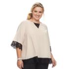 Plus Size Design 365 Lace-trim Woven Top, Women's, Size: 3xl, Ovrfl Oth